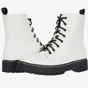 Cream Unionbay combat boots.